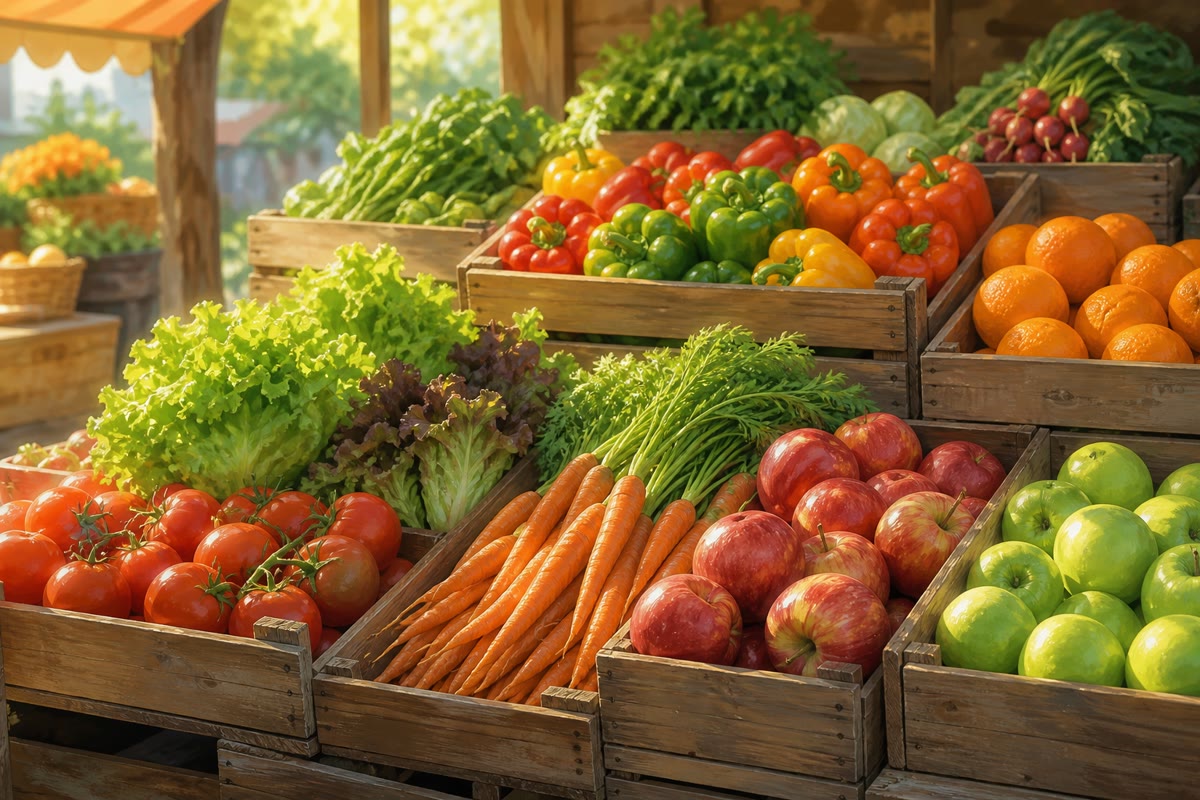 De groep van de versheid op de markt: de hoek van het bord die het vaakst vergeten wordt, hier zeker niet over het hoofd te zien.