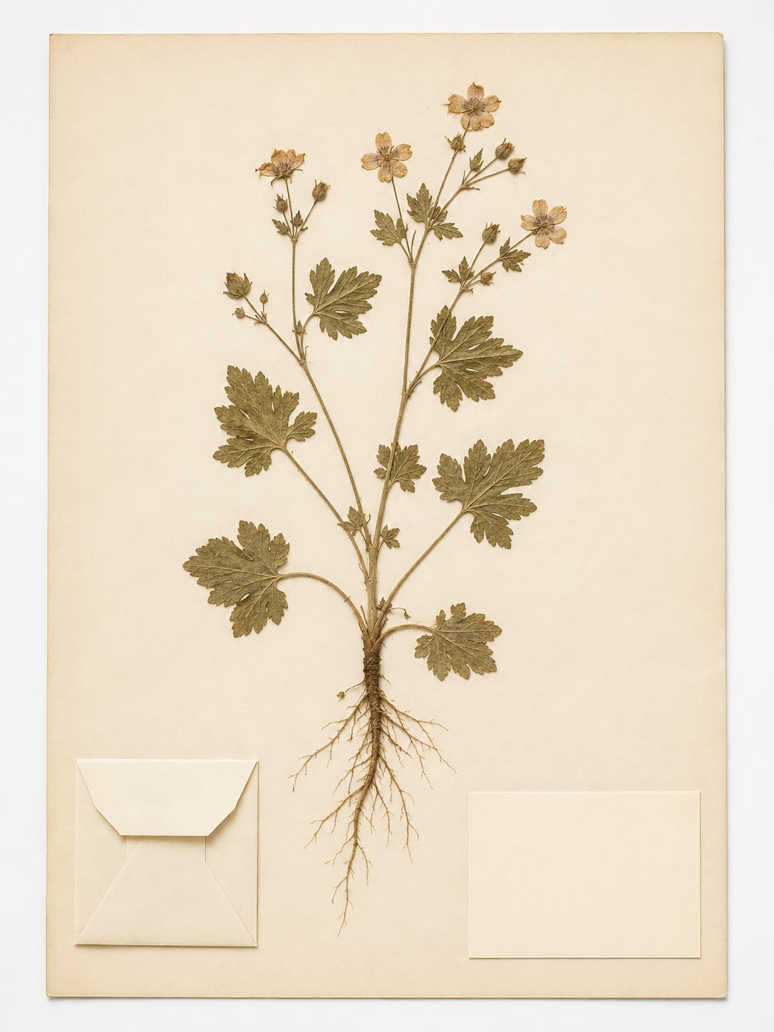Een herbariumblad: een geperst, van een etiket voorzien exemplaar zoals dat als typemateriaal van een plantennaam dient en als het blijvende bewijs van waar en wanneer de soort is gevonden.