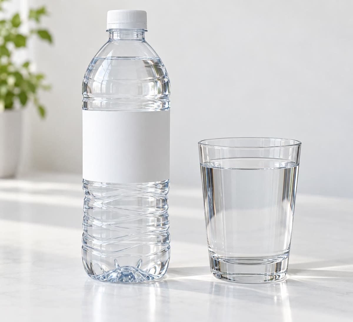 A bottle of mineral water: clear and colourless, and still a mixture.